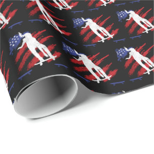 Patriotische USA-Flagge Frauen-Skateboarding Geschenkpapier