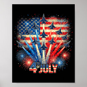 Patriotische USA-Flagge-Kampfjets lustig 4. Juli Poster