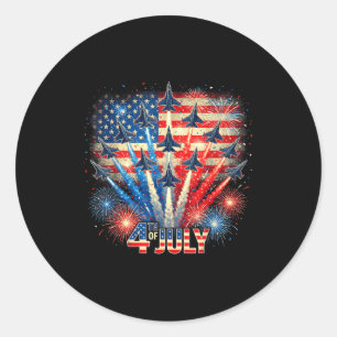 Patriotische USA-Flagge-Kampfjets lustig 4. Juli Runder Aufkleber