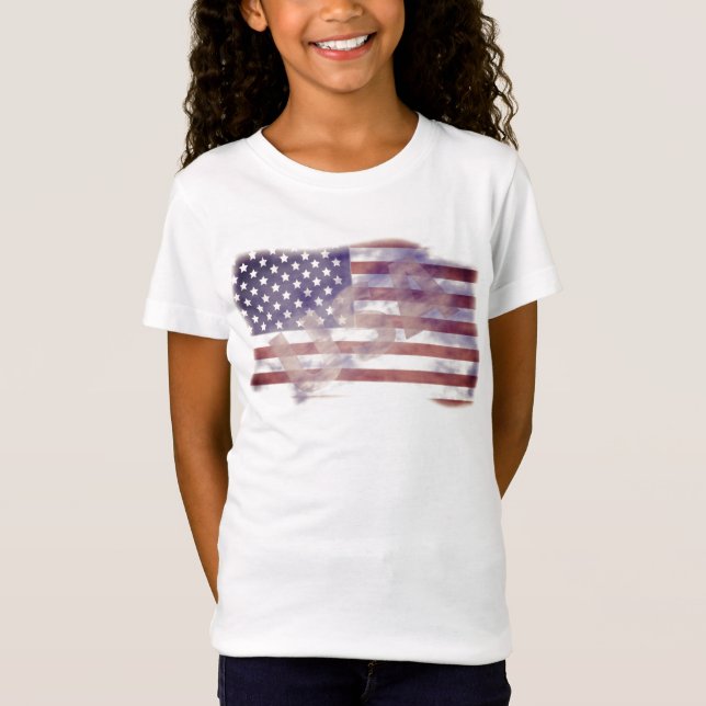 Patriotische USA-Flagge-Mädchen T-Shirt (Vorderseite)