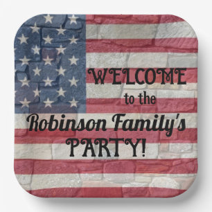 Patriotische USA-Flagge - Text zur Stone-Wall-Kall Pappteller