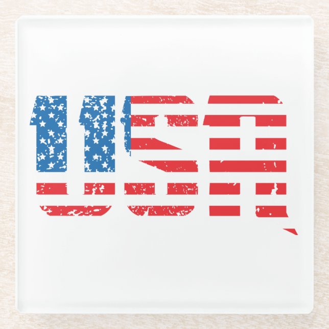 Patriotische USA in Red, White und Blue Glasuntersetzer (Vorderseite)