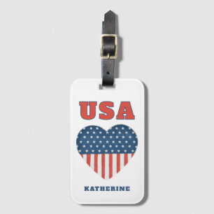 Patriotische USA Liebe Amerikanische Flagge Herz B Gepäckanhänger