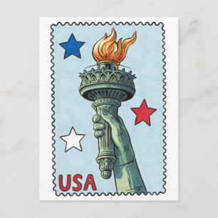 Patriotische USA-Statue-of-Liberty-Fackel-Stempel- Postkarte