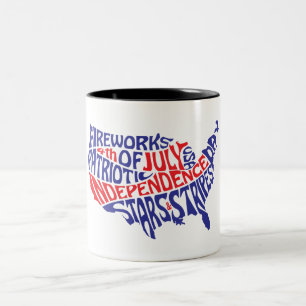 Patriotische USA-Typografie-Karte Zweifarbige Tasse