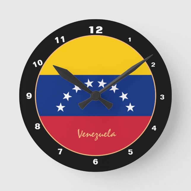 Patriotische Venezuela Flagge, Venezuela Zuhause / Runde Wanduhr (Vorderseite)
