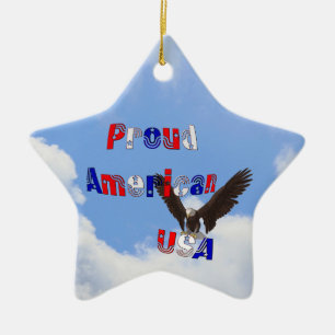 Patriotische Verzierung stolzer Amerikaner-Eagles Keramikornament