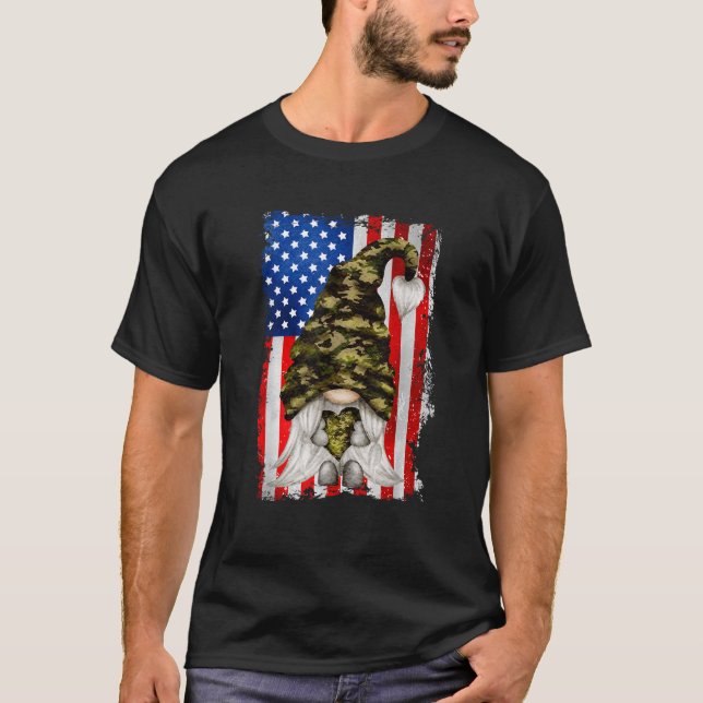 Patriotische Veteran Mama Herz und Liebe für Ameri T-Shirt (Vorderseite)
