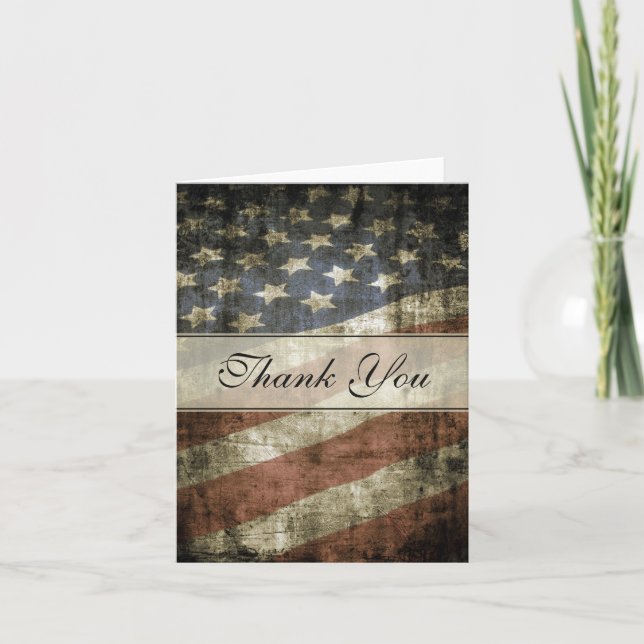 Patriotische Vintage amerikanische Flagge Dankeskarte (Vorderseite)