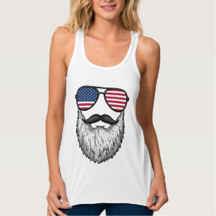 Patriotische Vintage-Bart-Sonnenbrille Grafik-Shir Tank Top