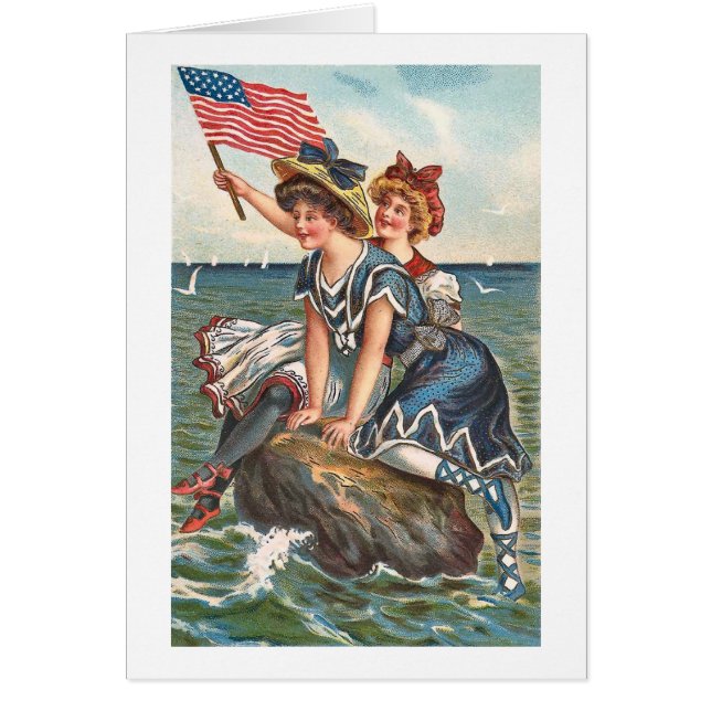 Patriotische Vintage Strand-Szene (Vorne)