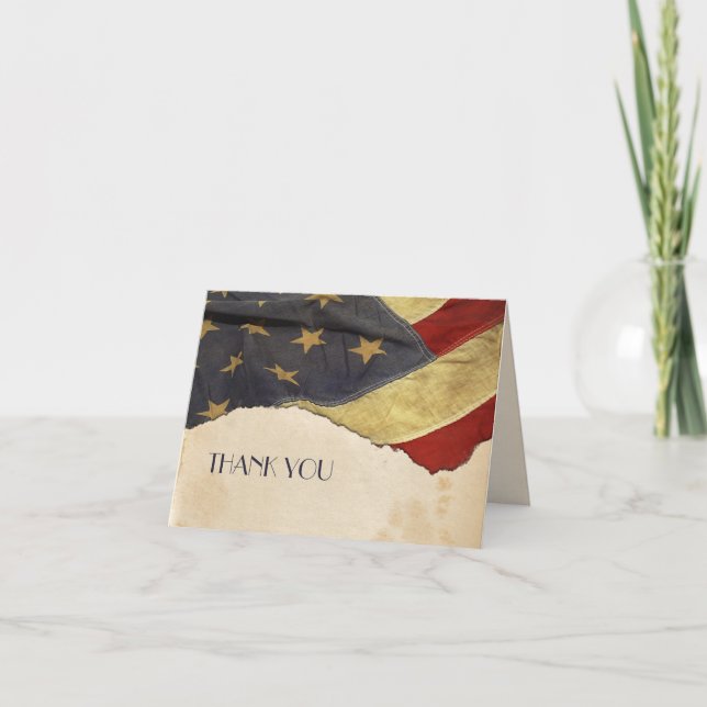 Patriotische Vintage USA-Flagge Dankeskarte (Vorderseite)