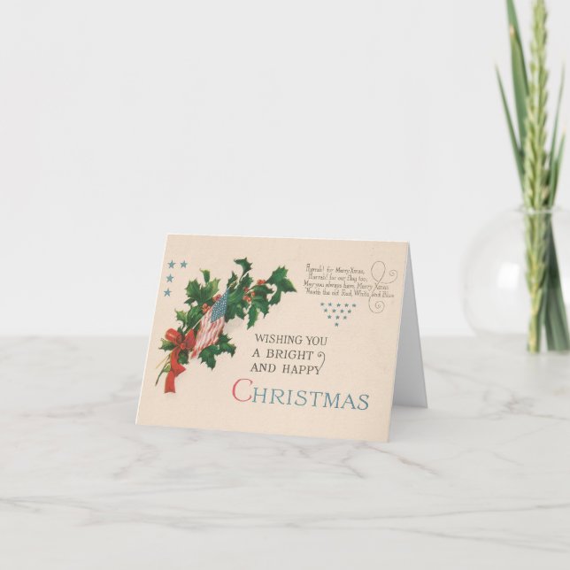 Patriotische Vintage Weihnachtskarte Feiertagskarte (Vorderseite)