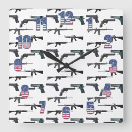 Patriotische Waffen Quadratische Wanduhr