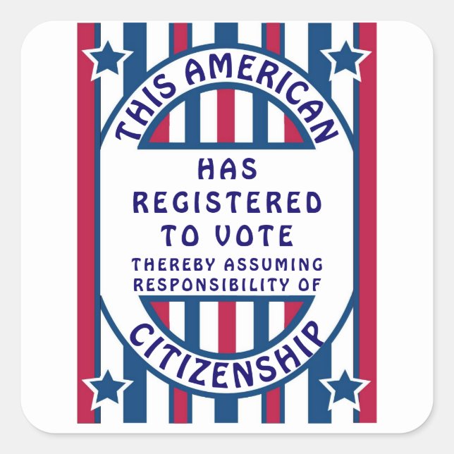Patriotische Wähler Wahl Amerikanisch Politisch Quadratischer Aufkleber (Vorderseite)