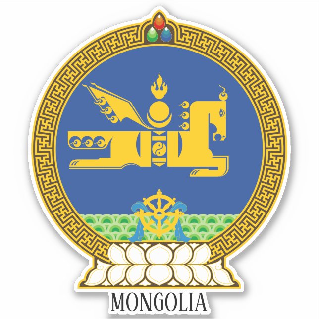 Patriotische Wappendecke der Mongolei Aufkleber (Vorderseite)