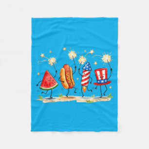 Patriotische Wassermelone Hotdog Feuerwerk Süßes M Fleecedecke