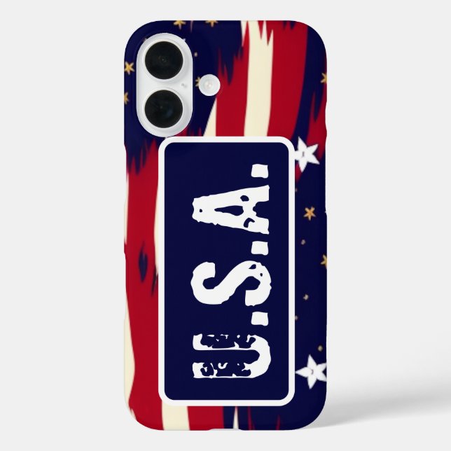 Patriotische Waves iPhone 16 Hülle (Rückseite)