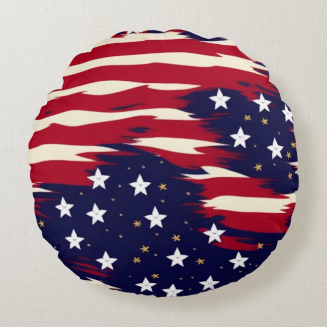 Patriotische Waves Rundes Kissen (Vorderseite)