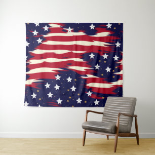 Patriotische Waves Wandteppich