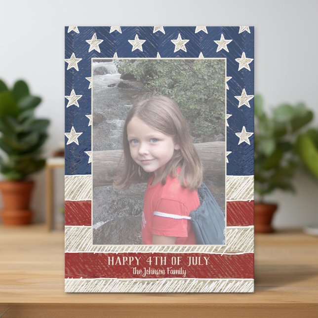 Patriotische Weihnachten 1 Foto Amerikanische Flag (Unique Photo Card)