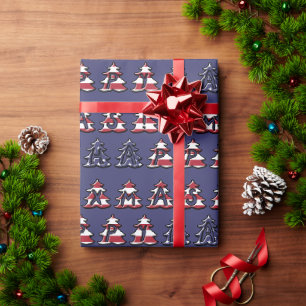 Patriotische Weihnachtsbaumen Happy XMAS Geschenkpapier