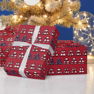 Patriotische Weihnachtsbaumen Merry XMAS Geschenkpapier