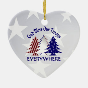Patriotische Weihnachtsbaumen / Militärgebet Keramikornament