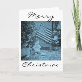 Patriotische Weihnachtsfahne Vintag Feiertagskarte