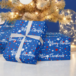 Patriotische Weihnachtsstars auf Blue Geschenkpapier