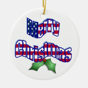 Patriotische Weihnachtsverzierung Keramikornament