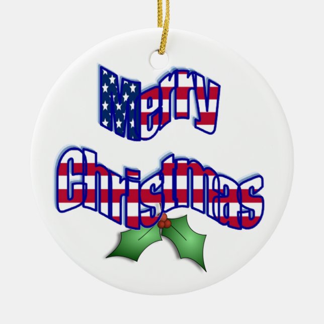 Patriotische Weihnachtsverzierung Keramikornament (Vorne)
