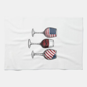 Patriotische Weingläser Vintage-Vector-Shirt-Desig Geschirrtuch