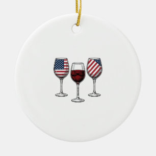 Patriotische Weingläser Vintage-Vector-Shirt-Desig Keramik Ornament