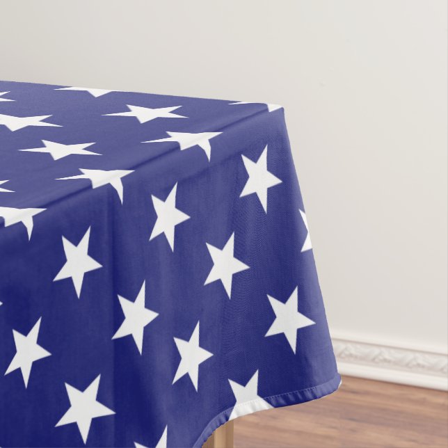 Patriotische Weiß-Sterne auf Seeblau Tischdecke (Beispiel)