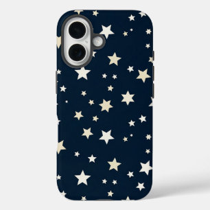 Patriotische weiße Sterne auf Marineblau iPhone 16 Hülle
