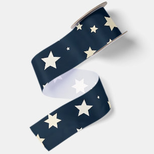 Patriotische weiße Sterne auf Marineblau Satinband