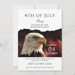 Patriotische Weißkopfseeadler-Einladung zur 4.-Jul Einladung