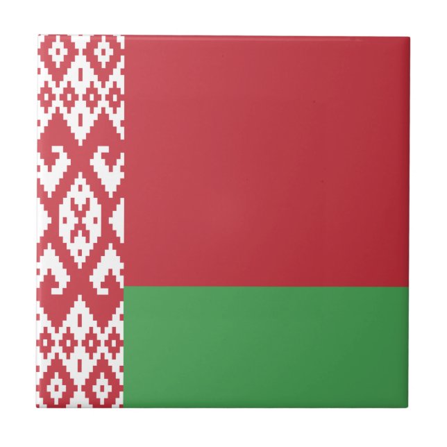 Patriotische Weißrussische Flaggentafel Fliese (Vorderseite)