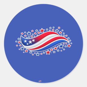Patriotische Wellenförmige amerikanische Flagge mi Runder Aufkleber