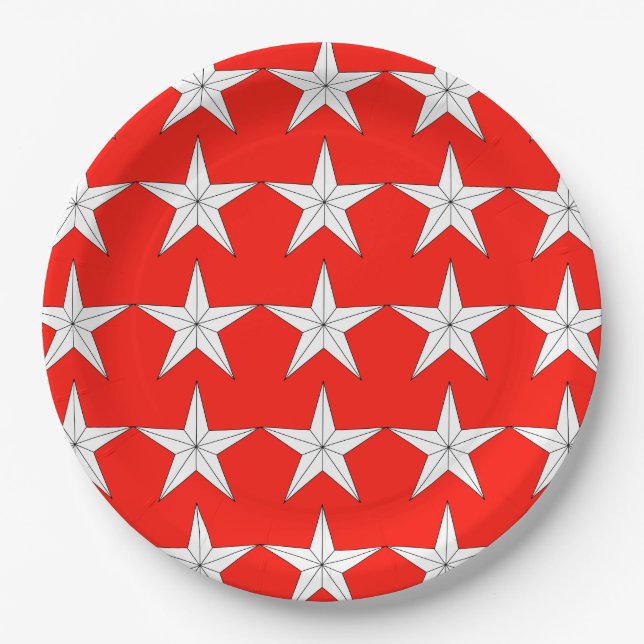 Patriotische White Stars auf der Papierplatte des  Pappteller (Vorderseite)