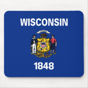Patriotische Wisconsin‑Staatsflagge Mousepad