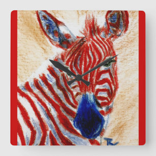Patriotische Zebra-Wanduhr Quadratische Wanduhr