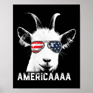 Patriotische Ziege 4. Juli T Shirt Boys Funny Goat Poster