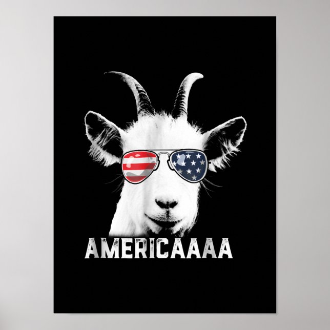 Patriotische Ziege Funny Goat America Poster (Vorne)