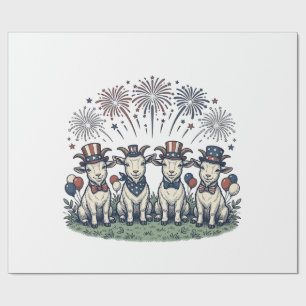 Patriotische Ziegen Feuerwerk Vintage-Shirt Design Geschenkpapier