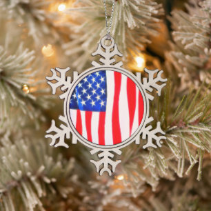 Patriotische Zinnschmuck Schneeflocken Zinn-Ornament