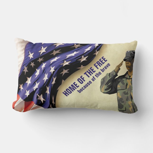 Patriotische ZUHAUSE DER FREIEN Veteranen Lendenkissen (Vorderseite)
