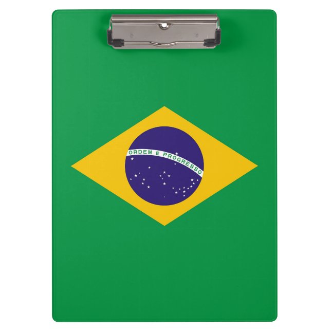 Patriotische Zwischenablage mit Flagge Brasiliens Klemmbrett (Vorderseite)