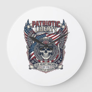 Patriotischer 1776 Geländewagen-Schädel-Monstertru Große Wanduhr